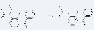 2-Amino-3-benzoyl-alpha-(methylthio)benzeneacetamide is used to produce 2-(2-amino-3-benzoyl-phenyl)-acetamide.